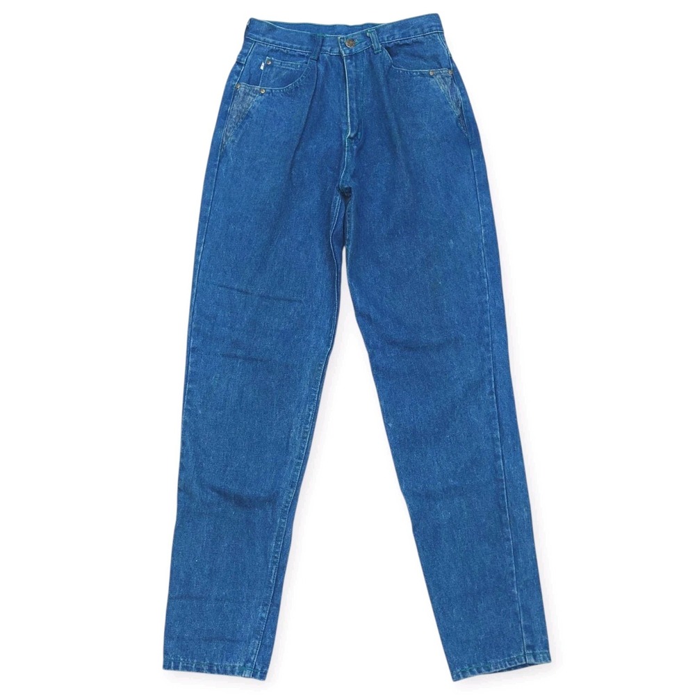 Vintage 80s Texas Pleated High Rise Jeans Medium Wash Mom Western 26x30